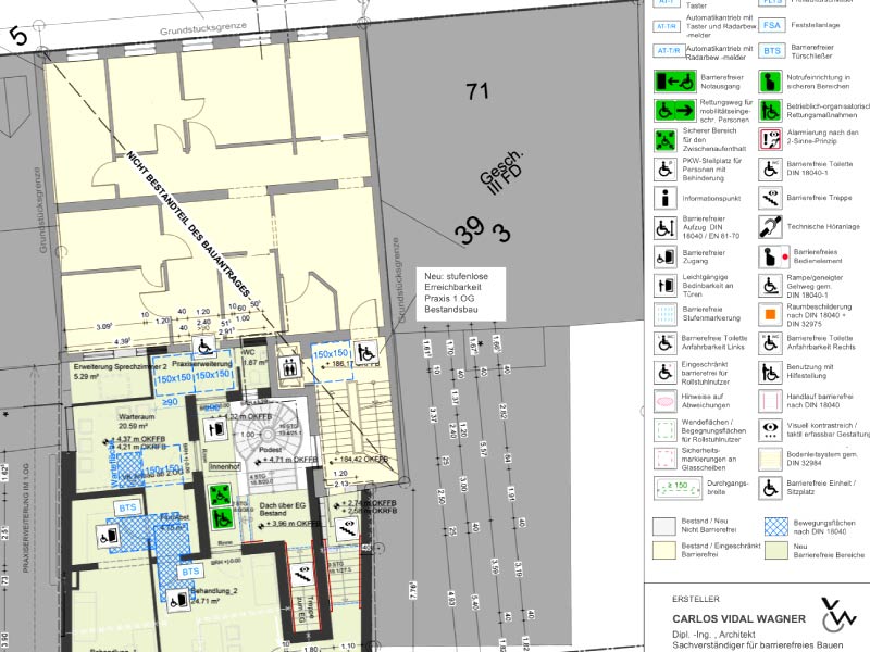 Bauzeichnung Konzept Barrierefrei mit Legende